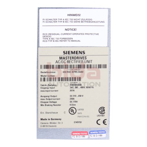 Siemens 6SE7032-3EP85-0AA0 SIMOVERT Masterdrives Bewegungssteuerung Motion Control