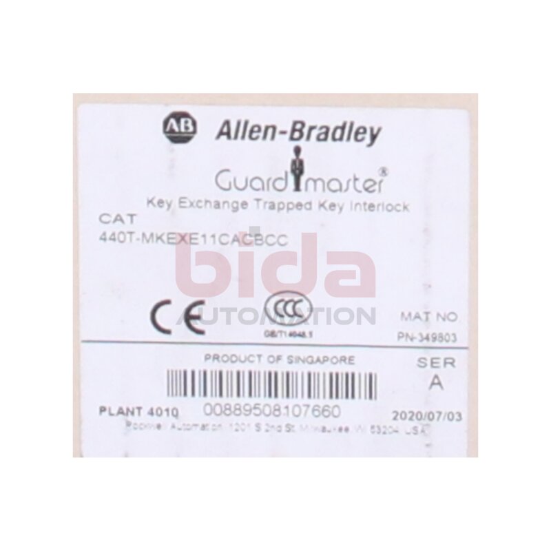 Allen-Bradley 440T-MKEXE11CACBCC Guardmaster Eingeklemmte Schl&uuml;sselverriegelung Guardmaster Trapped Key Interlock