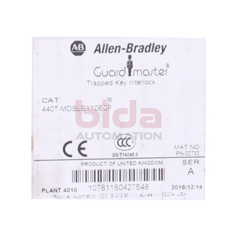 Allen-Bradley 440T-MDSLE110E0F Guardmaster Eingeklemmte Schl&uuml;sselverriegelung Guardmaster Trapped Key Interlock
