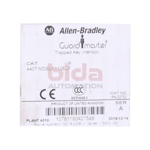 Allen-Bradley 440T-MDSLE110E0F Guardmaster Eingeklemmte Schl&uuml;sselverriegelung Guardmaster Trapped Key Interlock