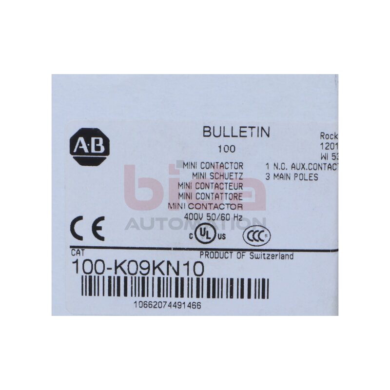Allen-Bradley 100-K09KN10 Mini Sch&uuml;tz / mini Contactor 400V