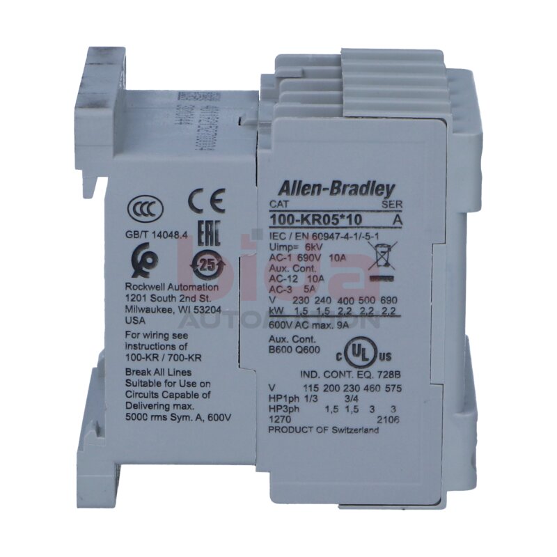 Allen-Bradley 100-KR05KJ10 Miniatur‑Leistungssch&uuml;tz / Miniature power contactor