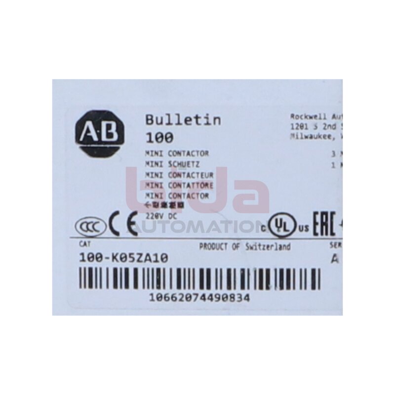 Allen-Bradley 100-K05ZA10 Leistungssch&uuml;tz / power contactor 5 A bei 600 V AC