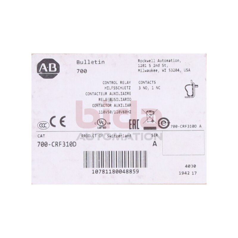 Allen-Bradley 700-CRF310D Kontaktor-Relais 24V DC