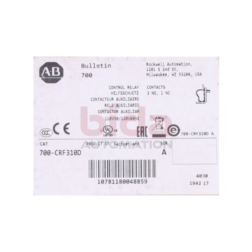 Allen-Bradley 700-CRF310D Kontaktor-Relais 24V DC