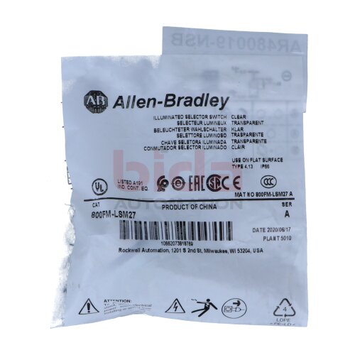 Allen-Bradley 800FM-LSM27 22-mm-Wahlschalter 800F PB 22mm Selector Switch