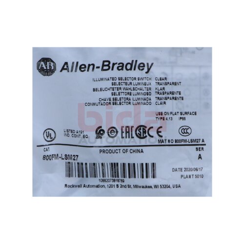 Allen-Bradley 800FM-LSM27 22-mm-Wahlschalter 800F PB 22mm Selector Switch