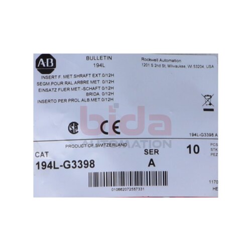 Allen-Bradley 194L-G3398 Insert for met sharft ext / Einsatz f&uuml;r Met Sharft Ext