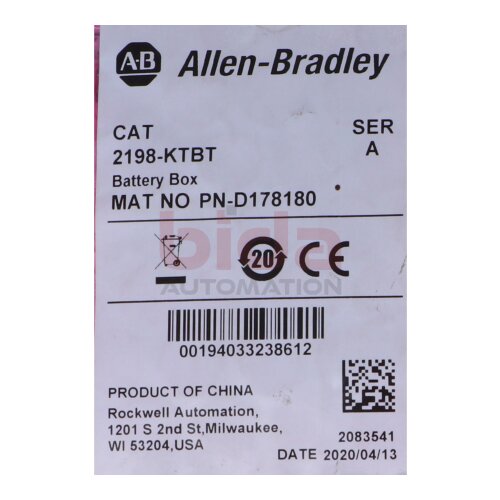 Allen-Bradley 2198-KTBT Battery Box / Batteriekasten