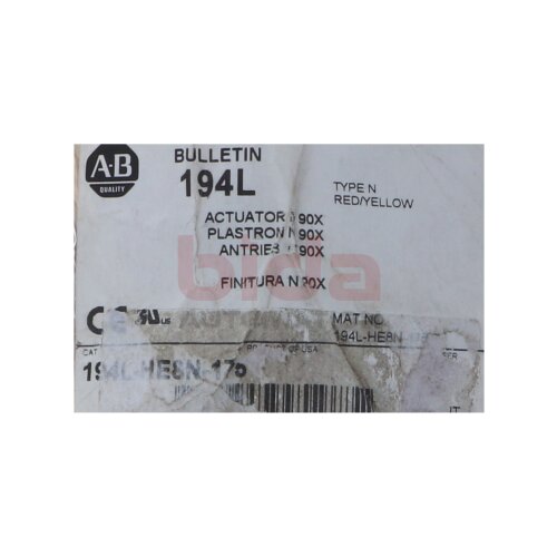 Allen-Bradley 194L-HE8N-175 Antrieb N mit Vierlochbefestigung Drive N with four-hole mounting