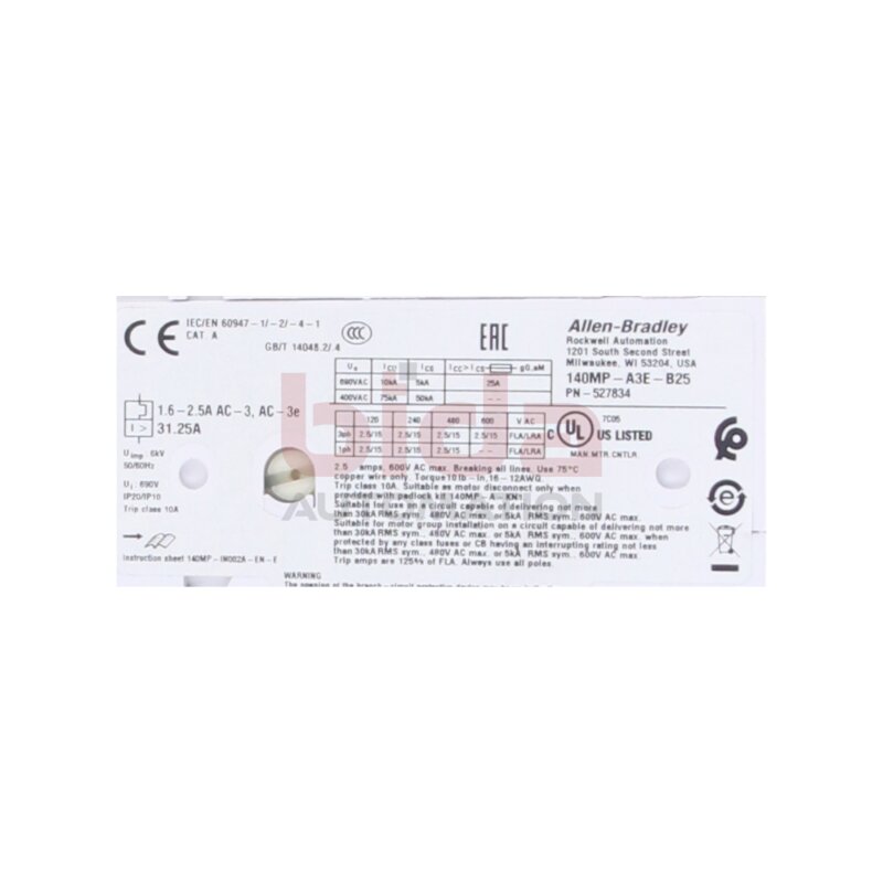Allen-Bradley 140MP-A3E-B25 Motorschutzschalter / motor protection switch 480/600 V AC