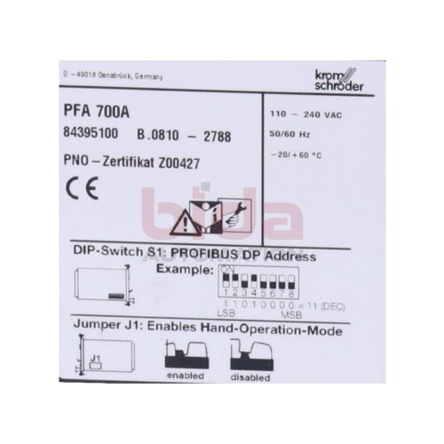 Kromschr&ouml;der  PFA 700A Feldbus-Schnittstelle / fieldbus interface