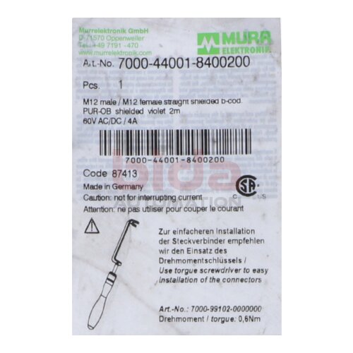 MURR ELEKTRONIK 7000-44001-8400200 Sensorkabel M12 Sensor cable