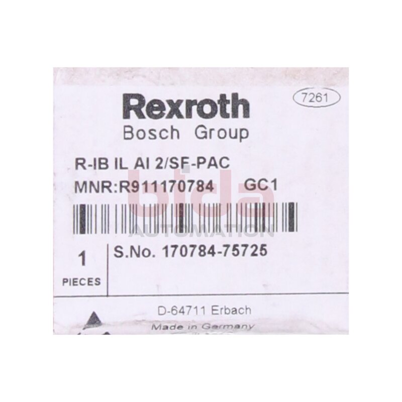 Rexroth R-IB IL AI 2/SF-PAC   R911170784 Eingangsmodul / input module 24R-IB IL AI 2/SF-PAC R911170784 24V