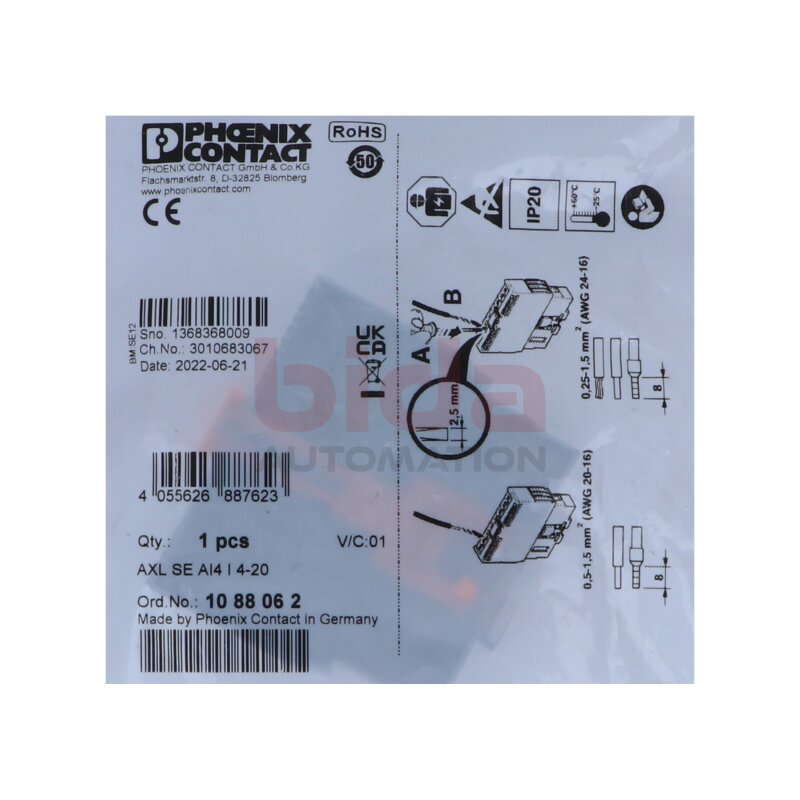 Phoenix Contact AXL SE AI4 I 4-20 (1088062) Eingabemodul Input module