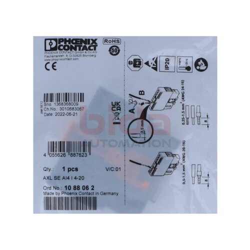 Phoenix Contact AXL SE AI4 I 4-20 (1088062) Eingabemodul Input module