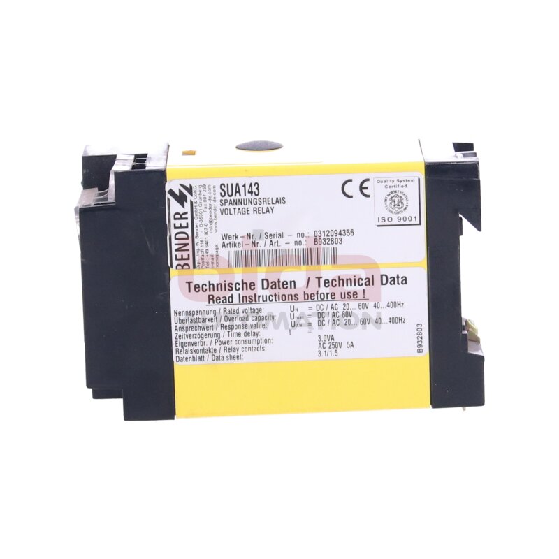 BENDER SUA 143 (B932803) Spannungsrelais Voltage relay