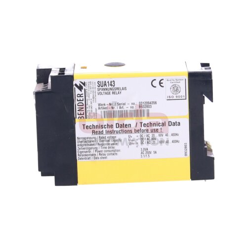 BENDER SUA 143 (B932803) Spannungsrelais Voltage relay