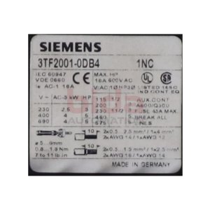 Siemens 3TF2001-0DB4 Schütz Contector 600V 16A
