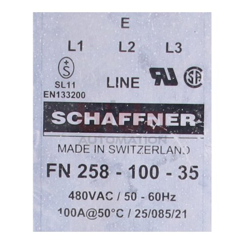SCHAFFNER FN258-100-35 EMC/EMI-Netzfilter / EMC/EMI mains filter