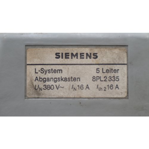 Siemens L-System 8PL2335 Abgangskasten tap-off unit 16A, 5-Leiter 2x CEEG