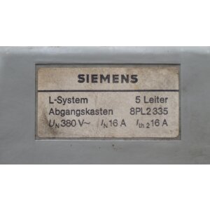 Siemens L-System 8PL2335 Abgangskasten tap-off unit 16A,...