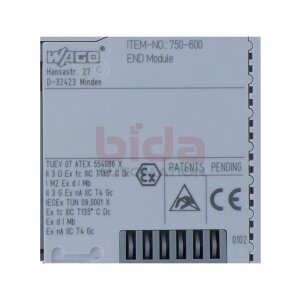 Wago 750-600 Bus‑Endklemme / Bus terminal 24V