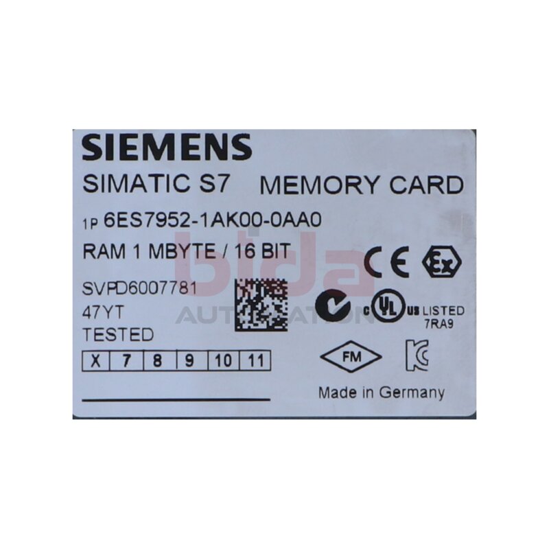 Siemens 6ES7952-1AK00-0AA0 / 6ES7 952-1AK00-0AA0 Speicherkarte / Memory Card 1 Mbyte