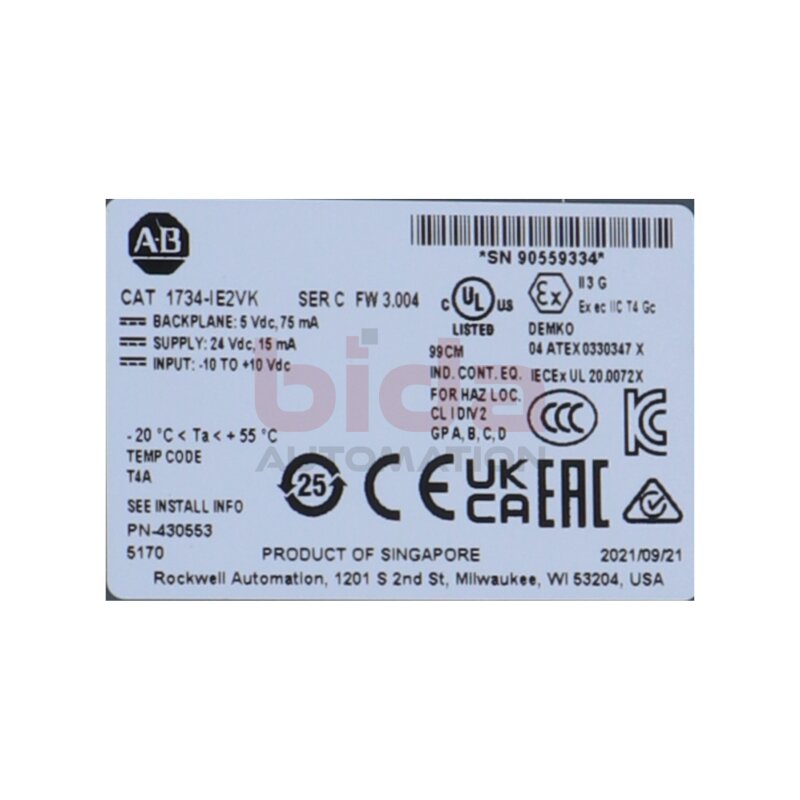 Allen-Bradley 1734-IE2VK Analog‑Eingangsmodul / Analogue input module  24 V DC