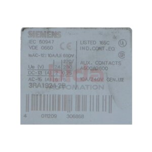 Siemens 3RA1924-2B / 3RA1 924-2B  MECH. SPERRGLIED /...
