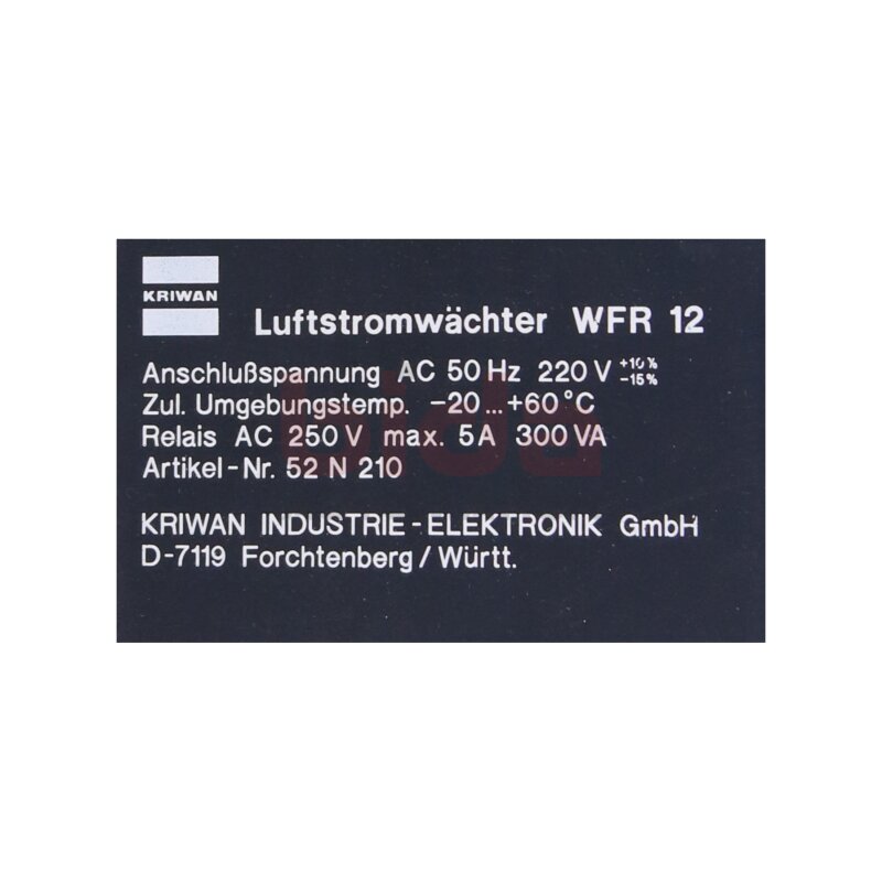KRIWAN WFR12 / WFR 12 (52 N 210) Luftstromw&auml;chter Airflow monitor