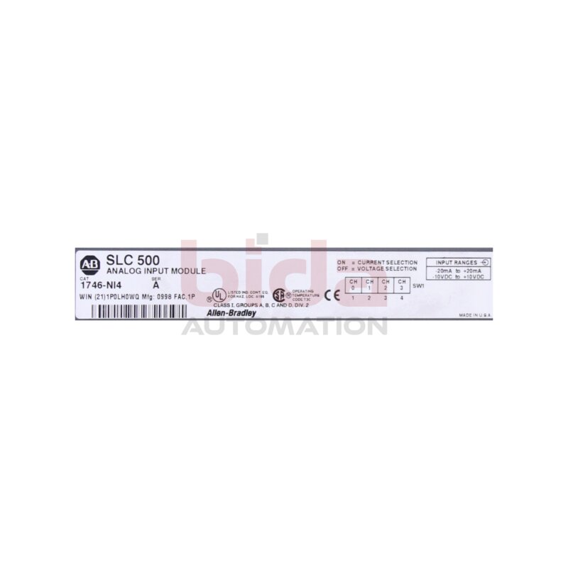 Allen-Bradley 1746-NI4  Analog‑Eingangsmodul / Analog Input Module