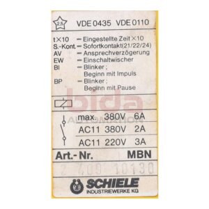 Schiele 2.409.101.30 Zeitrelais Time Relay 380V 6A