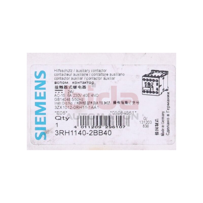 Siemens 3RH1140-2BB40 / 3RH1 140-2BB40 Hilfssch&uuml;tz / auxiliary contactor