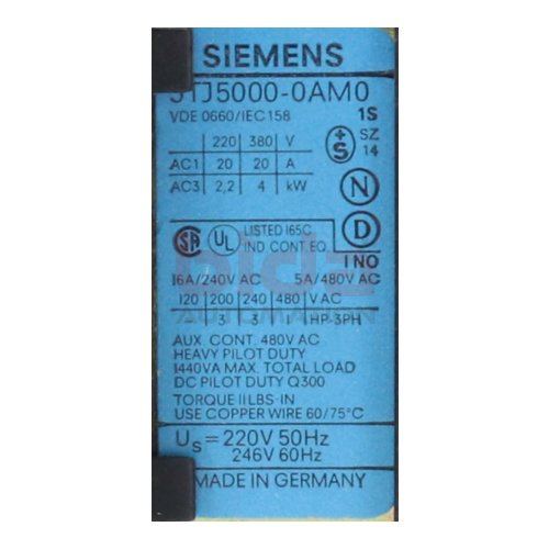 Siemens 3TJ5000-0AM0 Sch&uuml;tz Contactor