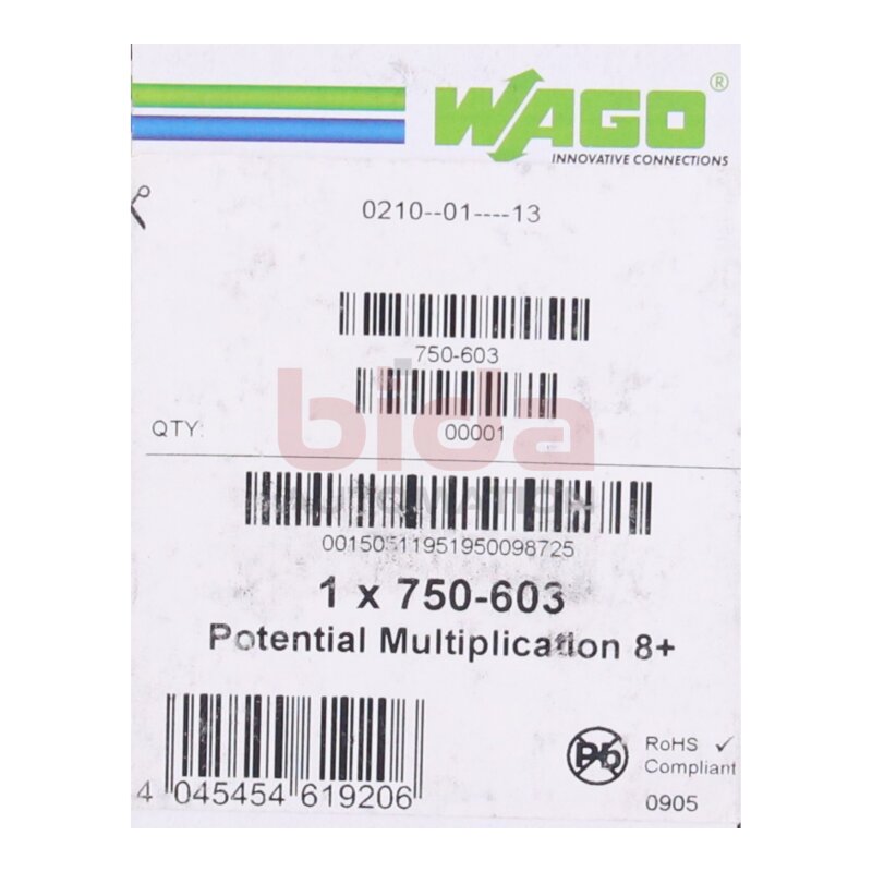 WAGO 750-603 Potentialvervielf&auml;ltigungsklemme Potential multiplier terminal