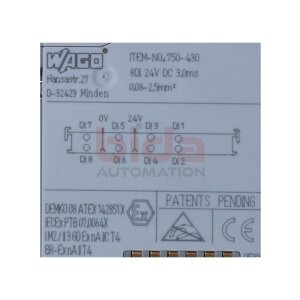 WAGO 750-430 (54989) 8-Kanal-Digitaleingang 8-channel...