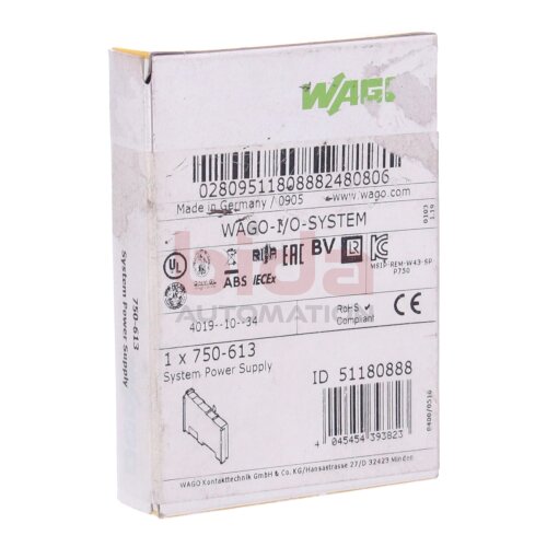 WAGO 750-613 Systemeinspeisung System feed