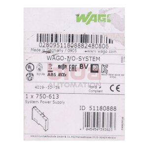 WAGO 750-613 Systemeinspeisung System feed