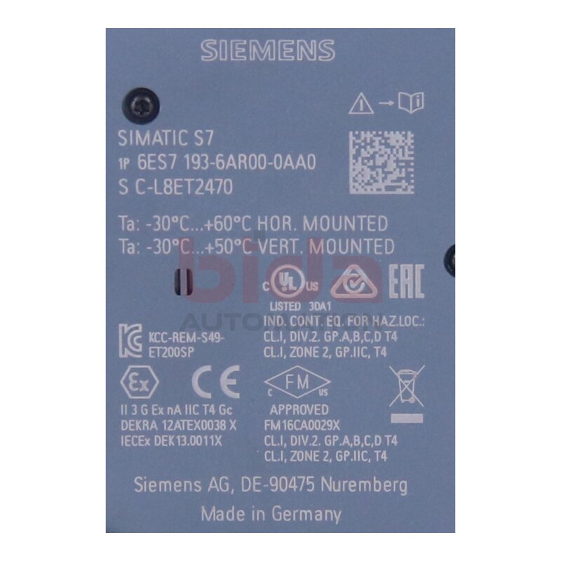 Siemens 6ES7193-6AR00-0AA0 / 6ES7 193-6AR00-0AA0 SIMATIC ET 200SP, Busadapter / bus adapter