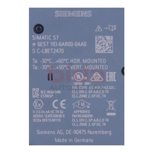 Siemens 6ES7193-6AR00-0AA0 / 6ES7 193-6AR00-0AA0 SIMATIC ET 200SP, Busadapter / bus adapter