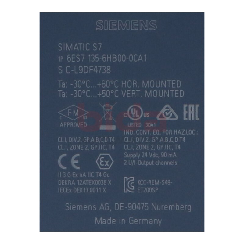 Siemens 6ES7135-6HB00-0CA1 / 6ES7 135-6HB00-0CA1  SIMATIC ET 200SP, analoges Ausgangsmodul / analogue output module
