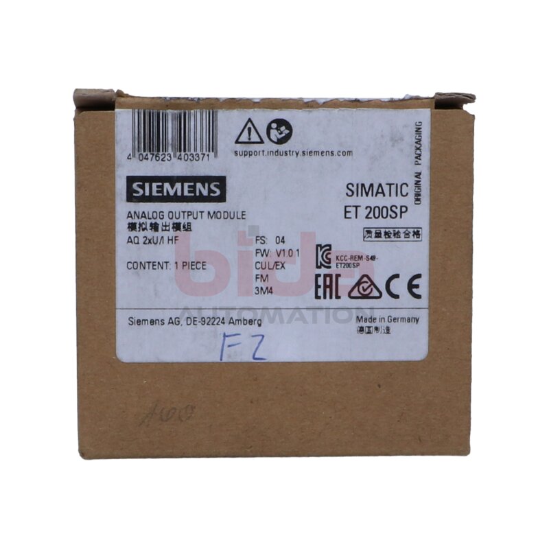 Siemens 6ES7135-6HB00-0CA1 / 6ES7 135-6HB00-0CA1  SIMATIC ET 200SP, analoges Ausgangsmodul / analogue output module