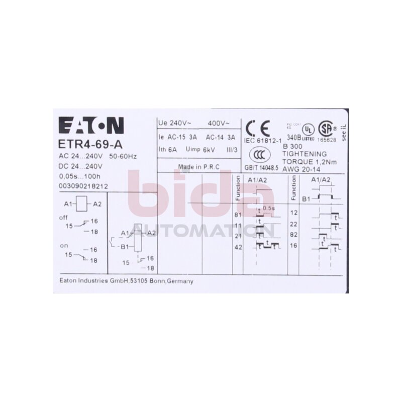 EATON ETR4-69-A   XTTR6A100H69B Multifunktions-Zeitrelais / multifunctional time relay