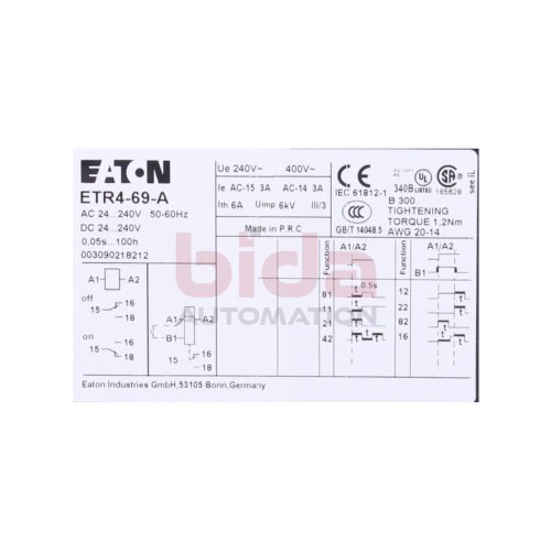 EATON ETR4-69-A   XTTR6A100H69B Multifunktions-Zeitrelais / multifunctional time relay