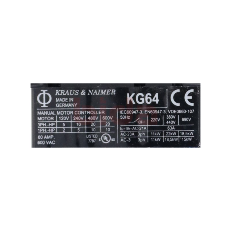 Kraus&amp;Naimer KG64 Lasttrennschalter Switch disconnector 600VAC 60 AMP