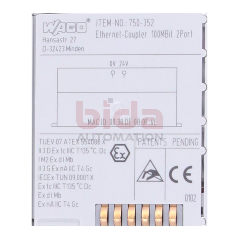 WAGO 750-352 Feldbuskoppler ETHERNET Fieldbus coupler