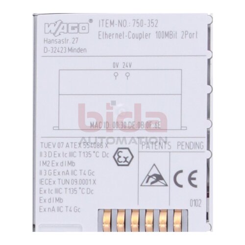 WAGO 750-352 Feldbuskoppler ETHERNET Fieldbus coupler