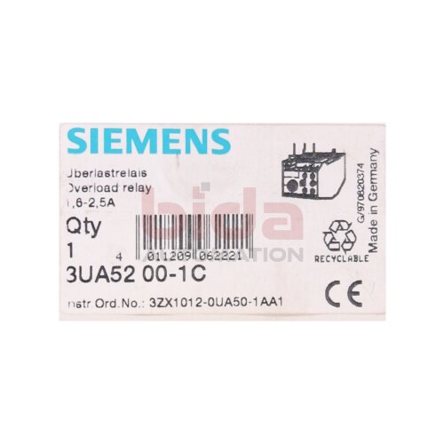 Siemens 3UA5200-1C / 3UA5 200-1C UEBERLASTRELAIS / OVERLOAD RELAY