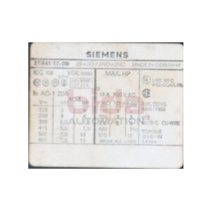 Siemens 3TB41 17-0B Schütz Contector 500V 22A